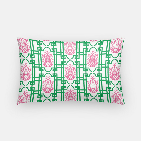 Palms & Bamboo | Pink & Green pillow