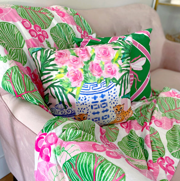 Pink and Green Sea Grape Blanket