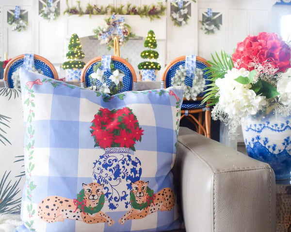 Christmas Cheetah Pillow | Blue