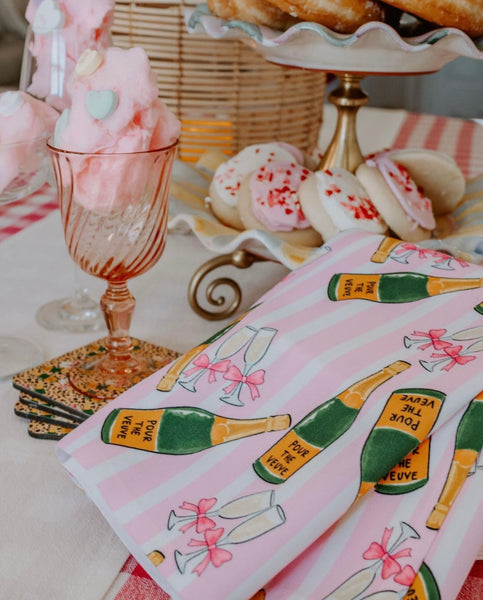 Pink Pour The Veuve Hostess towels