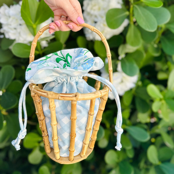 Bamboo Bucket Bag | Gingham & Nantucket