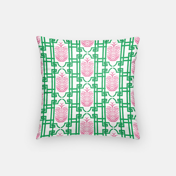 Palms & Bamboo | Pink & Green pillow