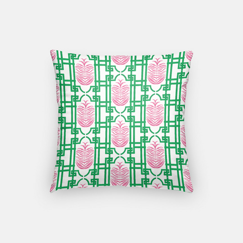 Palms & Bamboo | Pink & Green pillow
