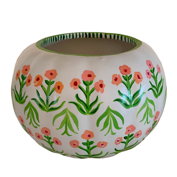 Pumpkin cachepot | Large floral block print