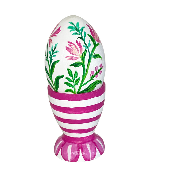 Pink Posie Heirloom Egg with stand