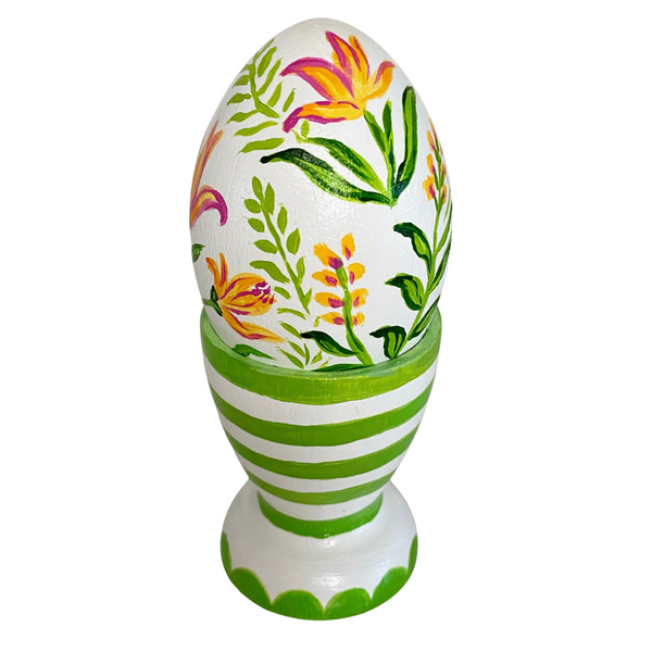 Orange Blooms Heirloom Egg with stand