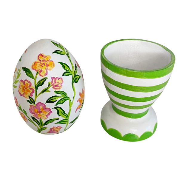 Orange Blooms Heirloom Egg with stand