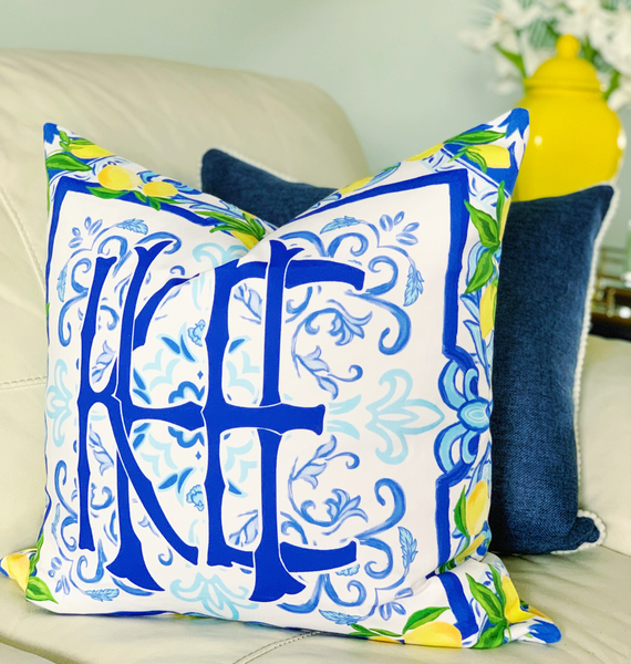 Amalfi Coast Custom monogram pillow