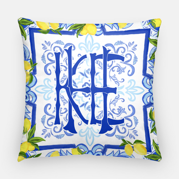 Amalfi Coast Custom monogram pillow