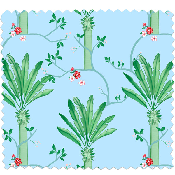 Blue Palm Blossom Fabric