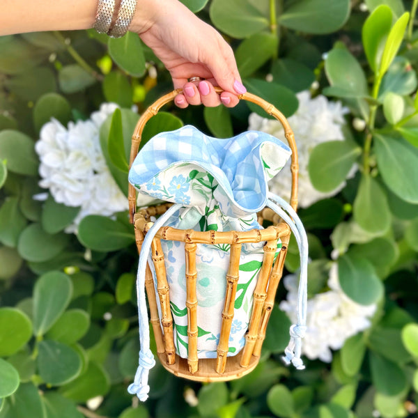 Bamboo Bucket Bag | Gingham & Nantucket
