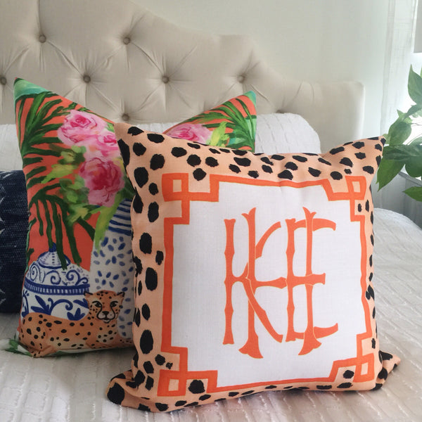 Monogram cheetah pillow