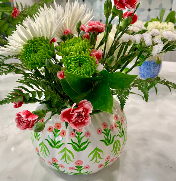 Pumpkin cachepot | Large floral block print