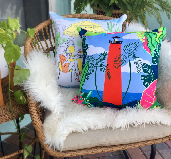 Jupiter lighthouse “Through the sea grapes” pillow