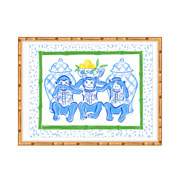 Three Wise "Chinoiserie Chic" Monkeys