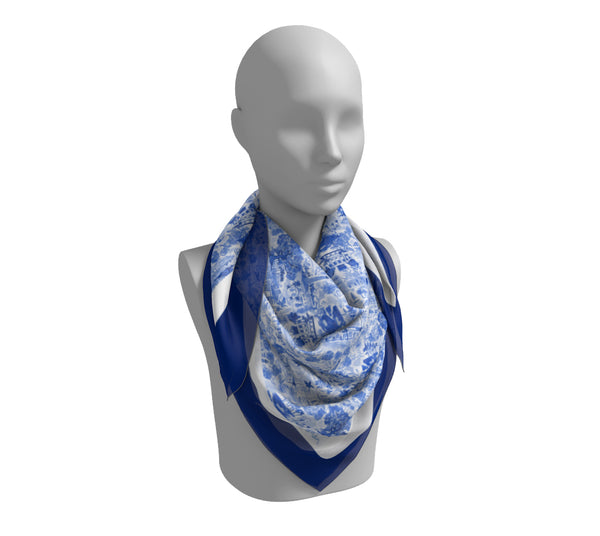 Palm Beach Scarf | Blue & White | Border