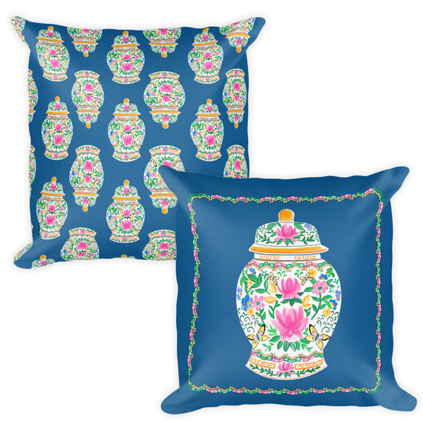 Rose Medallion Ginger Jars | Sapphire