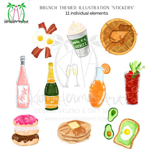 Brunch-Themed Digital Illustration Set