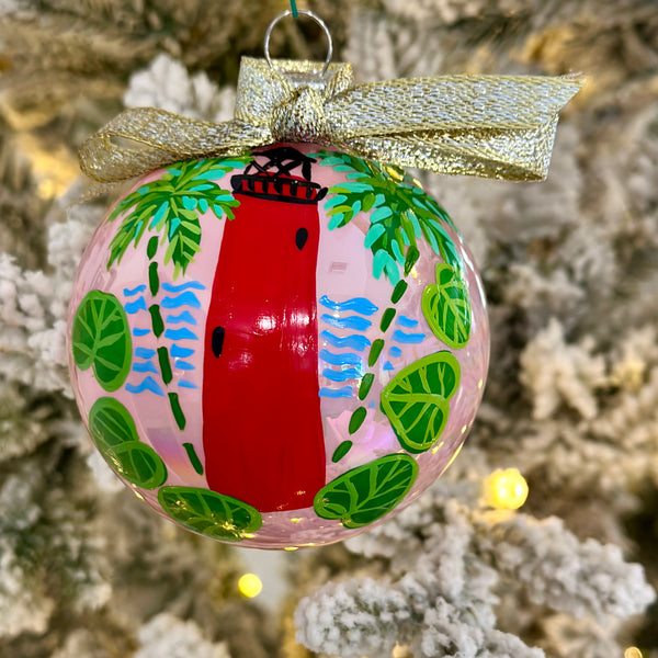 2024 Hand Painted Ornament | Jupiter Lighthouse Pink