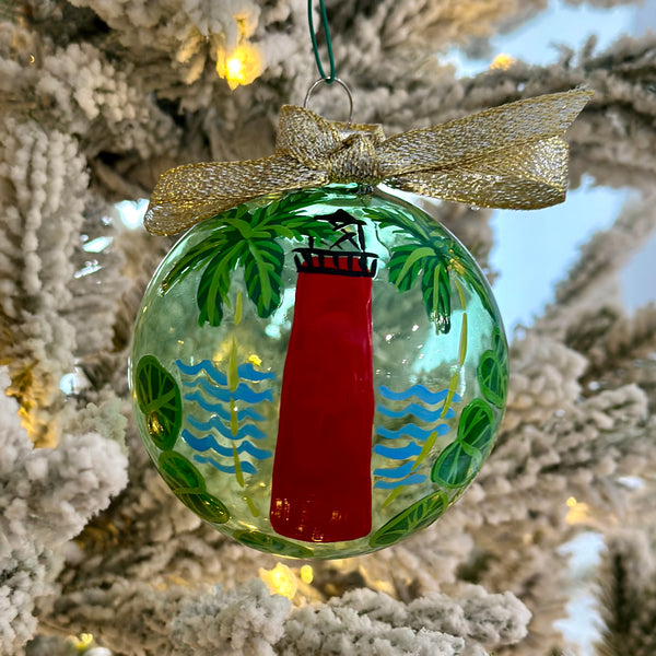 2024 Hand Painted Ornament | Jupiter Lighthouse Green