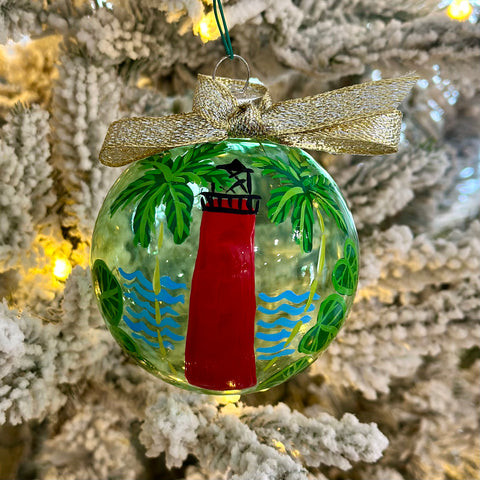 2024 Hand Painted Ornament | Jupiter Lighthouse Green