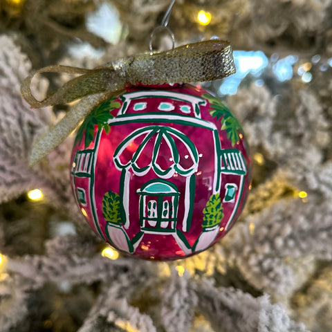 2024 Hand Painted Ornament | Palm Beach hot pink