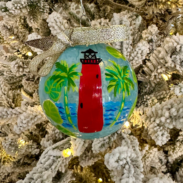 2024 Hand Painted Ornament | Jupiter Lighthouse Blue