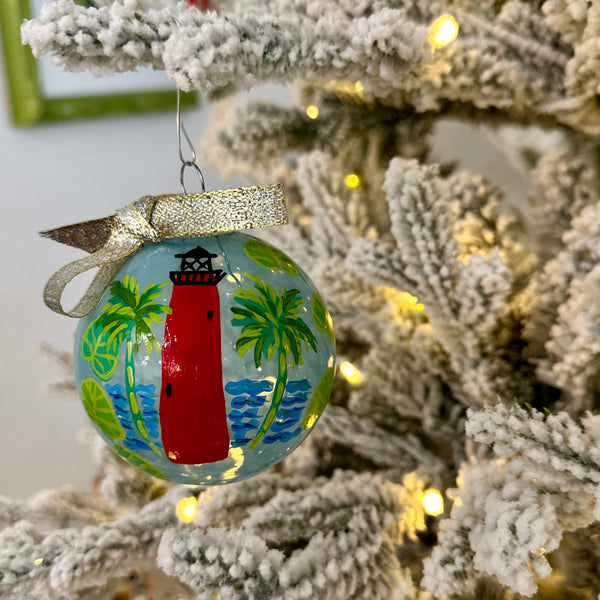 2024 Hand Painted Ornament | Jupiter Lighthouse Blue