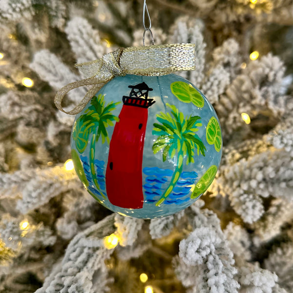 2024 Hand Painted Ornament | Jupiter Lighthouse Blue