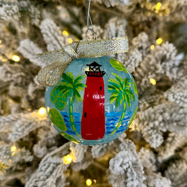 2024 Hand Painted Ornament | Jupiter Lighthouse Blue