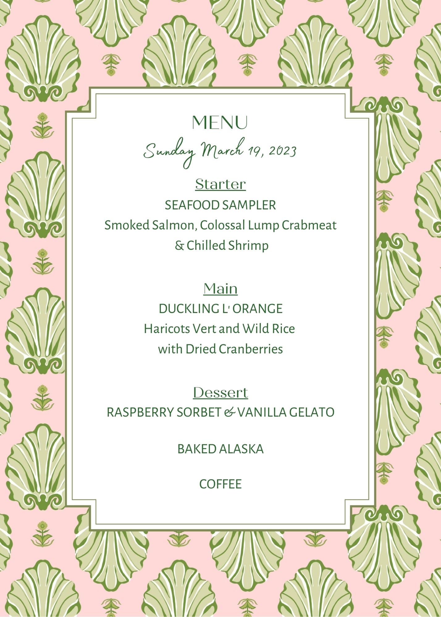 Digital Download | Menu Shell-la-vie