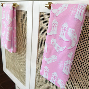 Bows, Blooms & Boots PINK | Hand towels