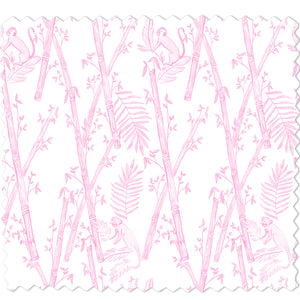 Monkey Bamboo Pink Fabric