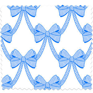 Blue and White Bow Fabric