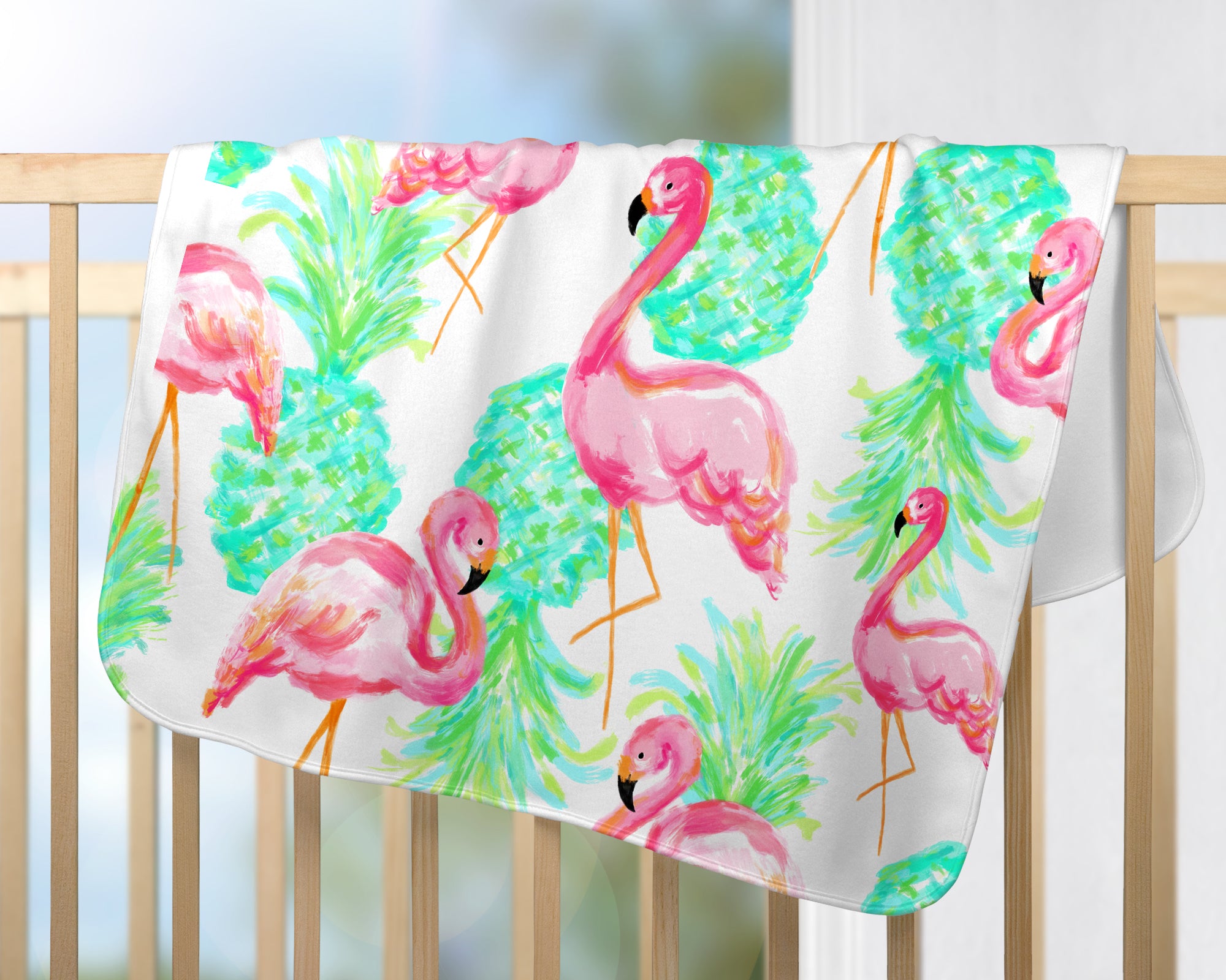 Flamingo & Pineapple Baby Blanket