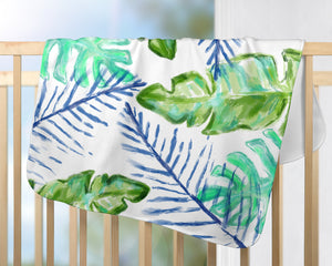 Palm Print Baby Blanket | Blue & Green