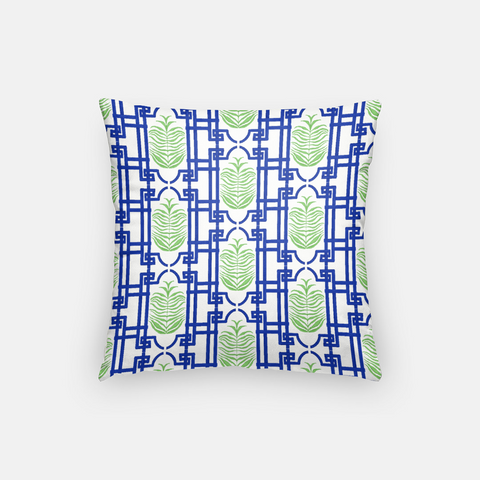 Palms & Bamboo |Blue & Green pillow