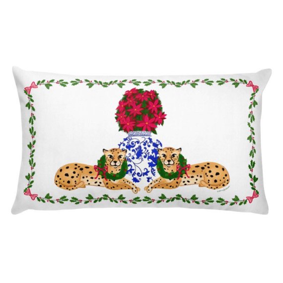 Christmas Cheetah lumbar pillow