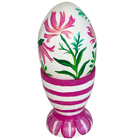 Pink Posie Heirloom Egg with stand