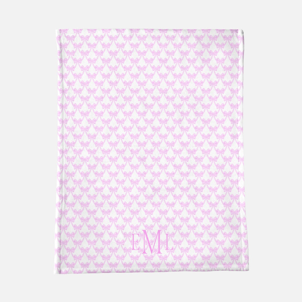 Pink bow minky baby blanket