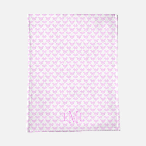 Pink bow minky baby blanket