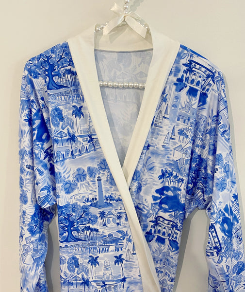Blue & White Palm Beach | Long Robe