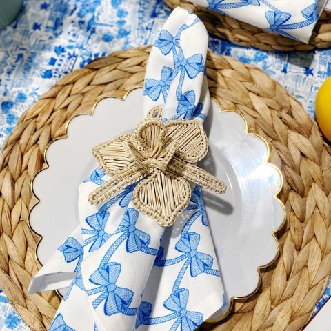 Blue and White Bow Fabric – Katie Herman Art