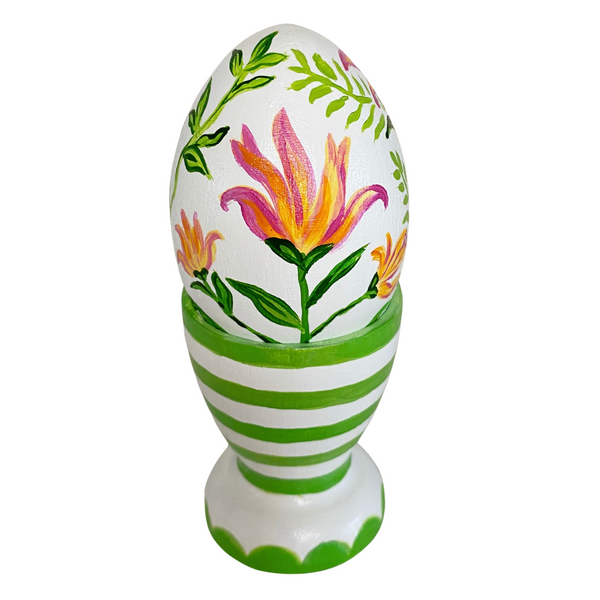 Orange Blooms Heirloom Egg with stand