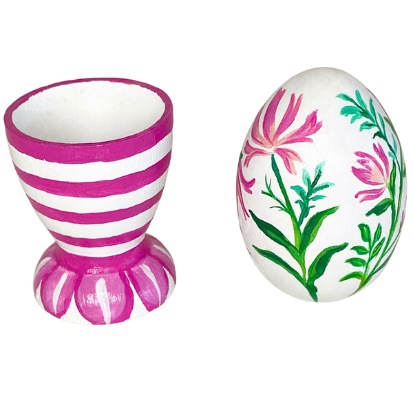 Pink Posie Heirloom Egg with stand