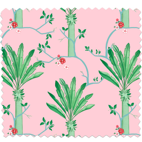 Pink Palm Blossom Fabric