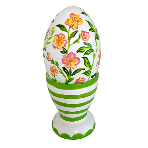 Orange Blooms Heirloom Egg with stand