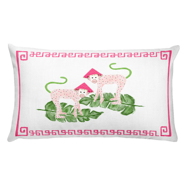Pink Monkeys Lumbar Pillow