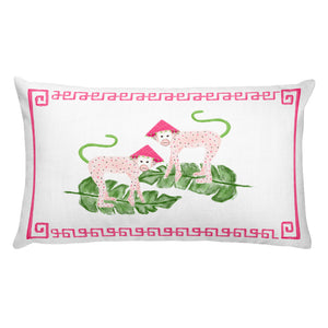Pink Monkeys Lumbar Pillow