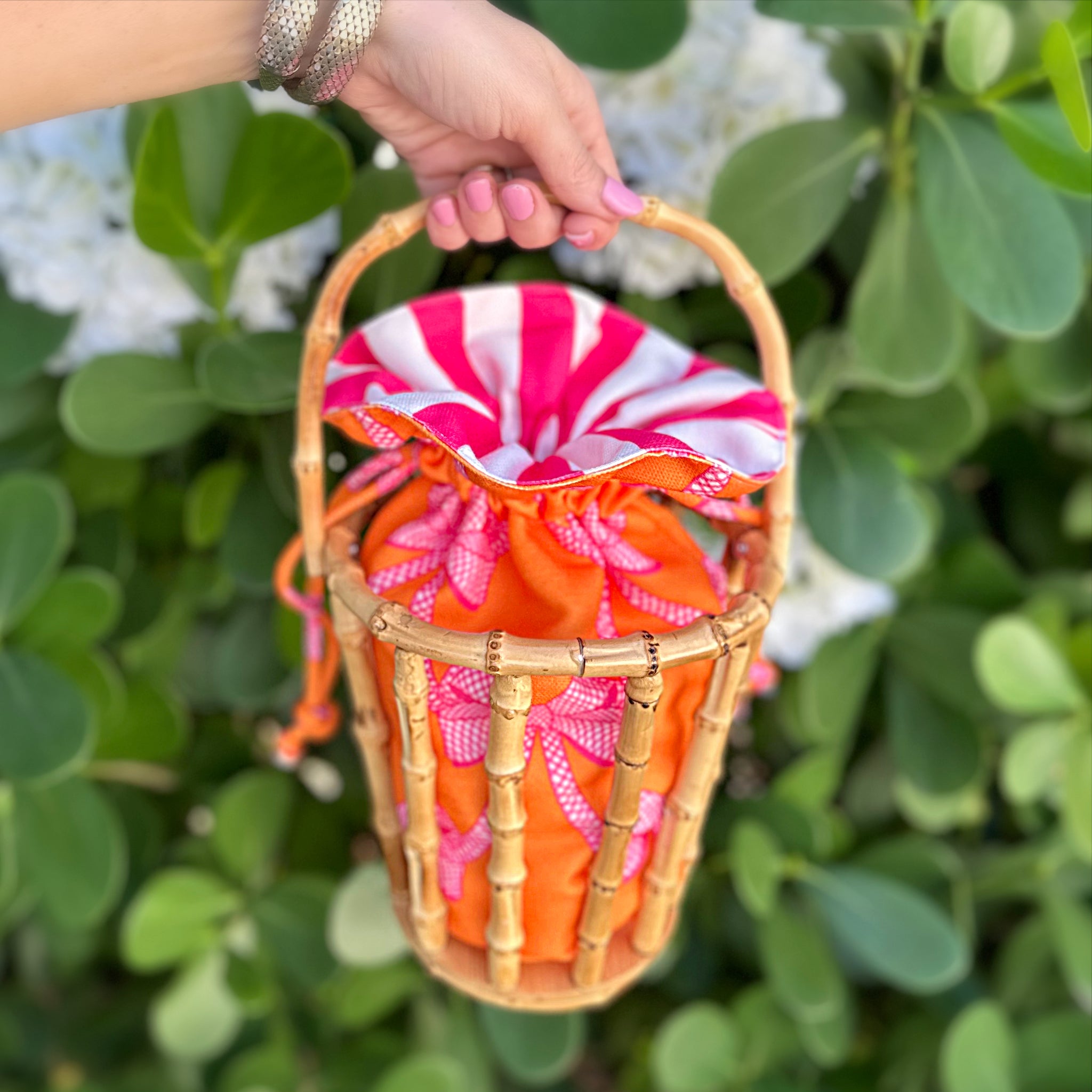Bamboo Bucket Bag | Clementine & Cabana Stripe